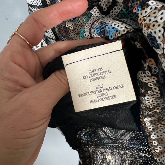 Strapless Sequin Geometric Mini Dress - Picture 6 of 12